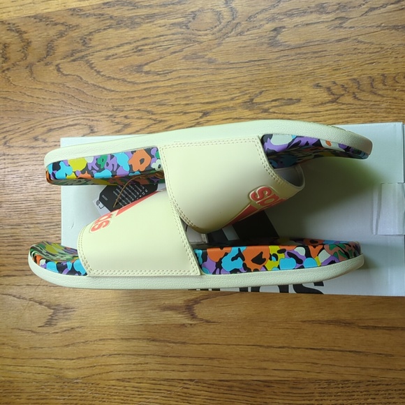 NIB FARM Rio Slide Sandals Adidas Collab Multicolor Abstract Print Womens Size 7 - Picture 7 of 11